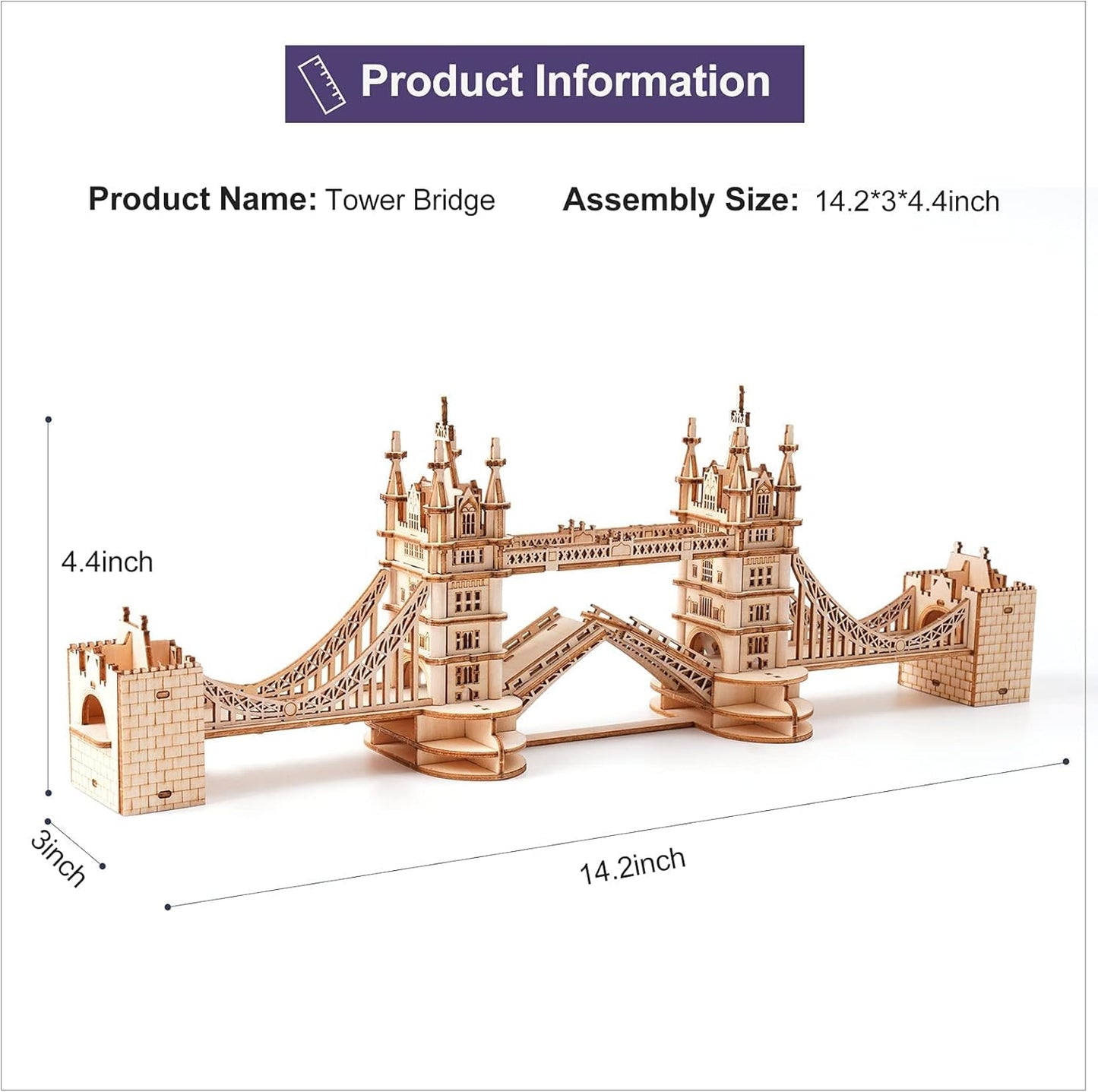 Tower Bridge 3D de Madera Premium – Puzzle Decorativo de Londres