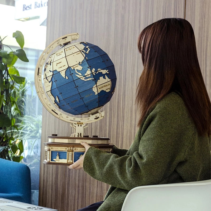 Globo Terráqueo 3D de Madera Premium – Puzzle Decorativo de Colección