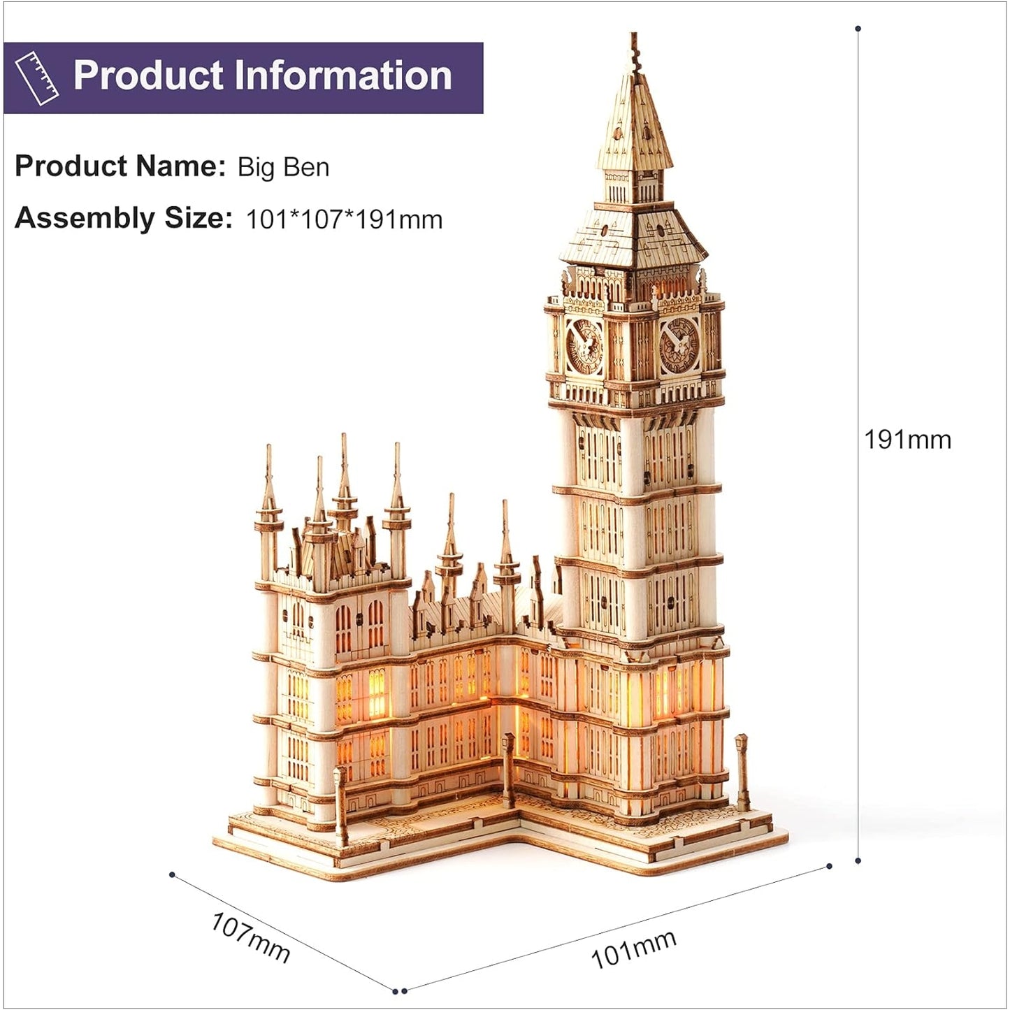 Big Ben 3D de Madera Premium – Puzzle Decorativo de Londres