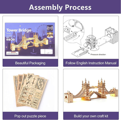 Tower Bridge 3D de Madera Premium – Puzzle Decorativo de Londres