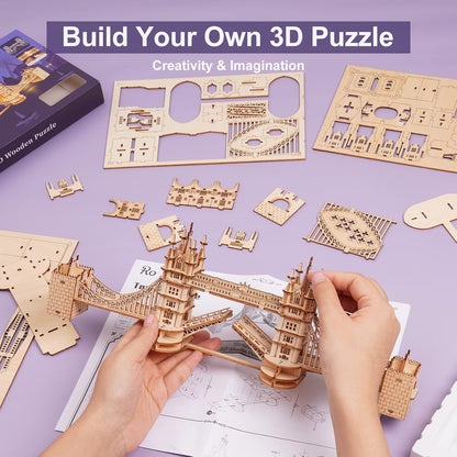 Tower Bridge 3D de Madera Premium – Puzzle Decorativo de Londres