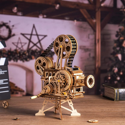 Proyector Vintage 3D de Madera Premium