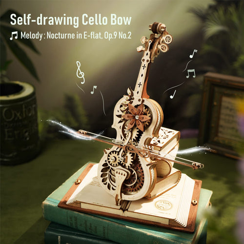 Violonchelo Mecánico de Madera 3D – Caja Musical Premium
