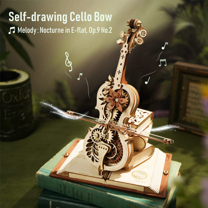Violonchelo Mecánico de Madera 3D – Caja Musical Premium