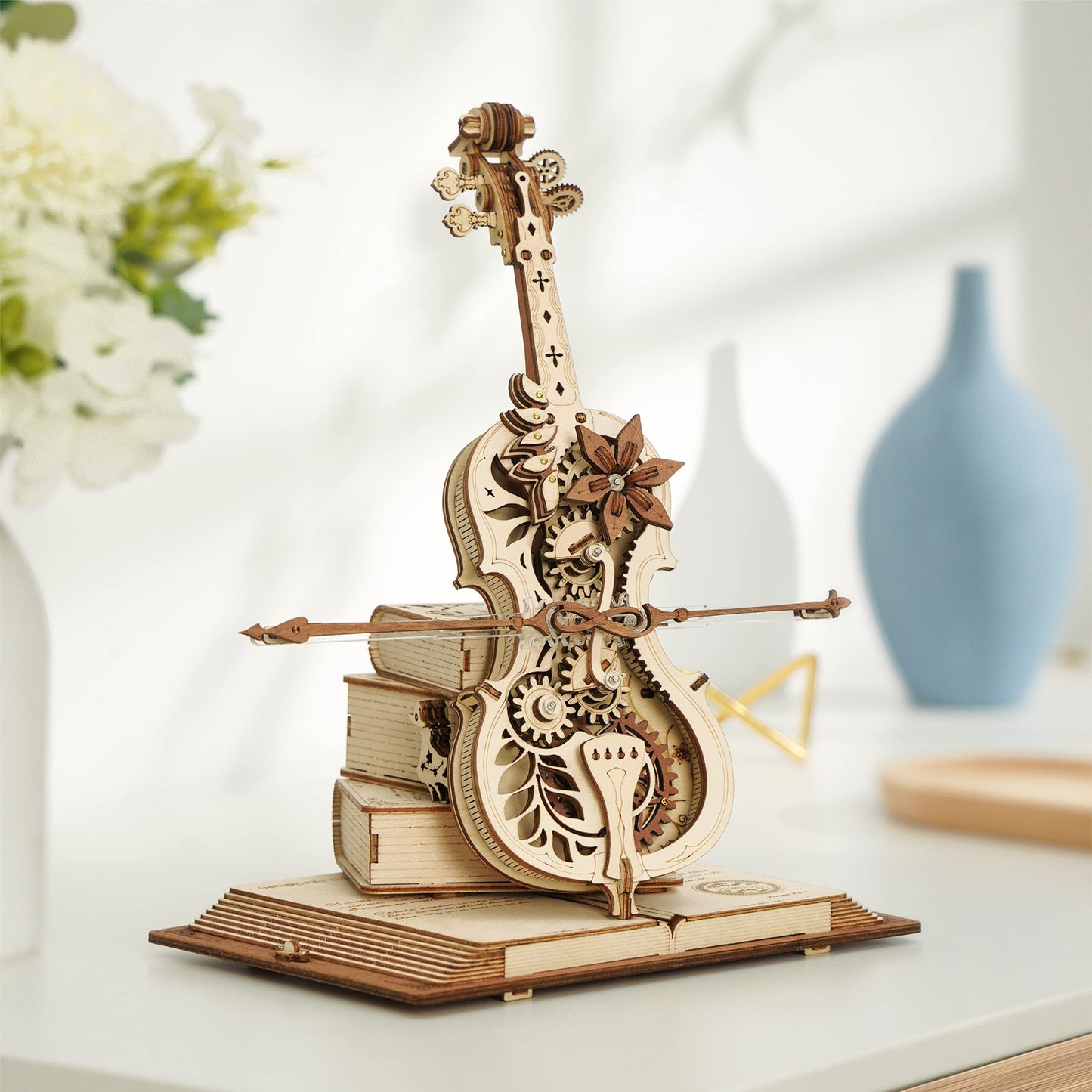 Violonchelo Mecánico de Madera 3D – Caja Musical Premium