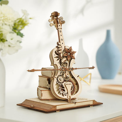 Violonchelo Mecánico de Madera 3D – Caja Musical Premium