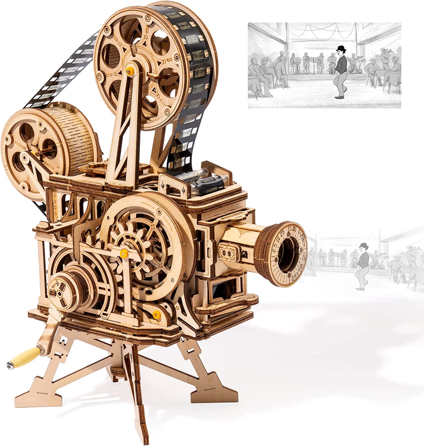Proyector Vintage 3D de Madera Premium