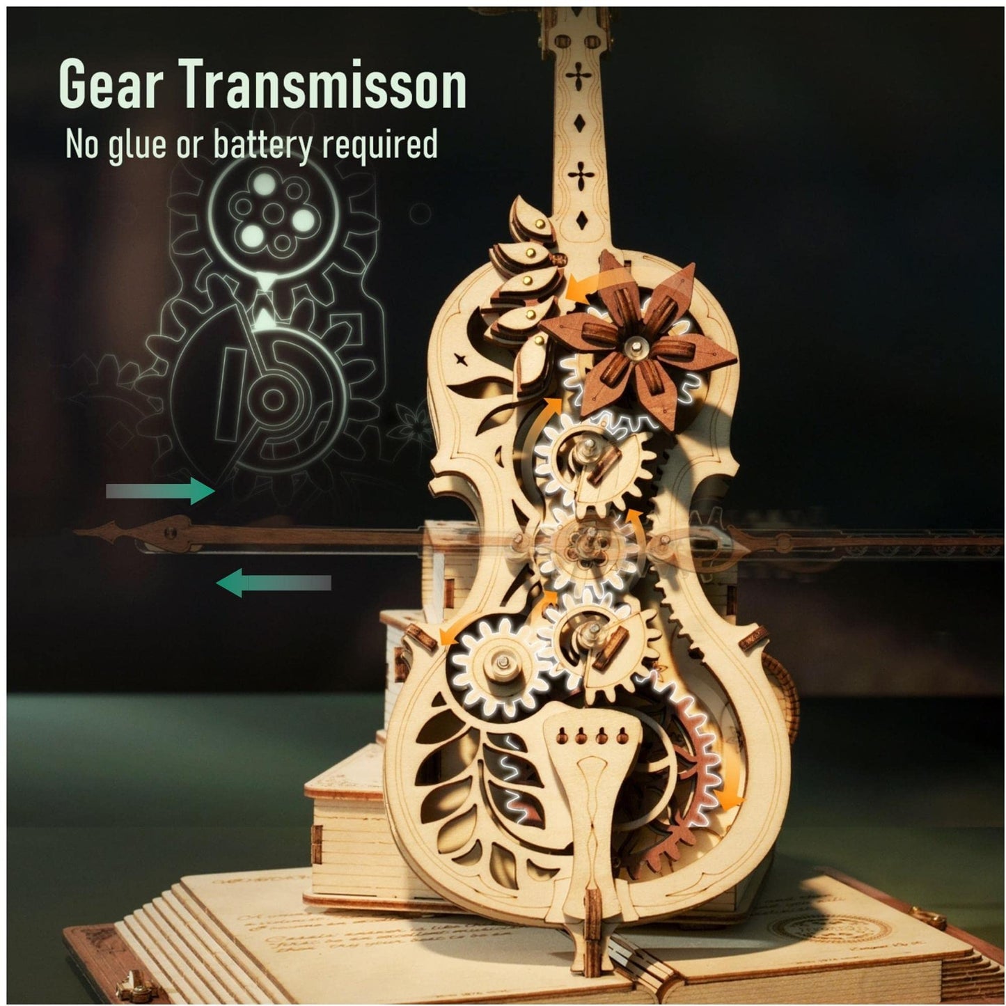 Violonchelo Mecánico de Madera 3D – Caja Musical Premium