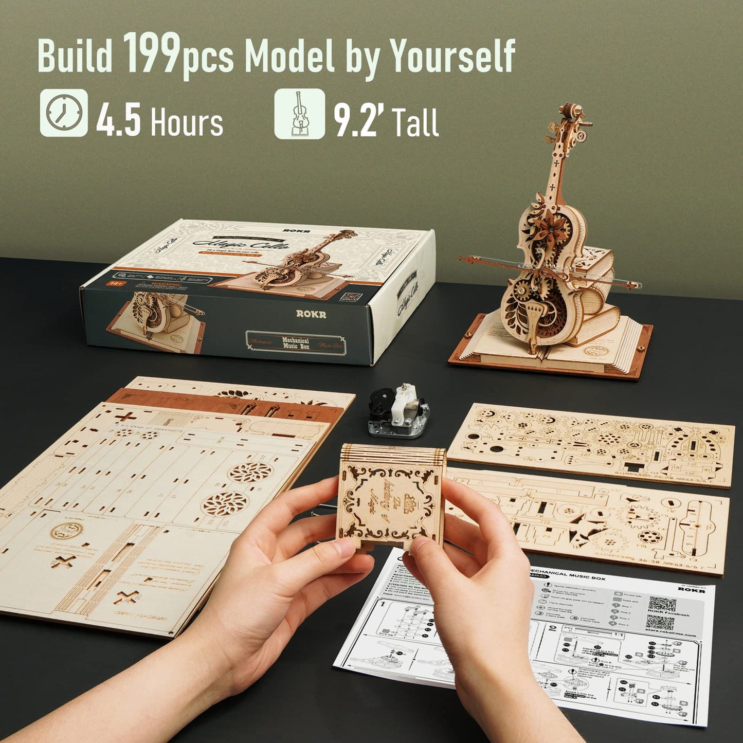 Violonchelo Mecánico de Madera 3D – Caja Musical Premium