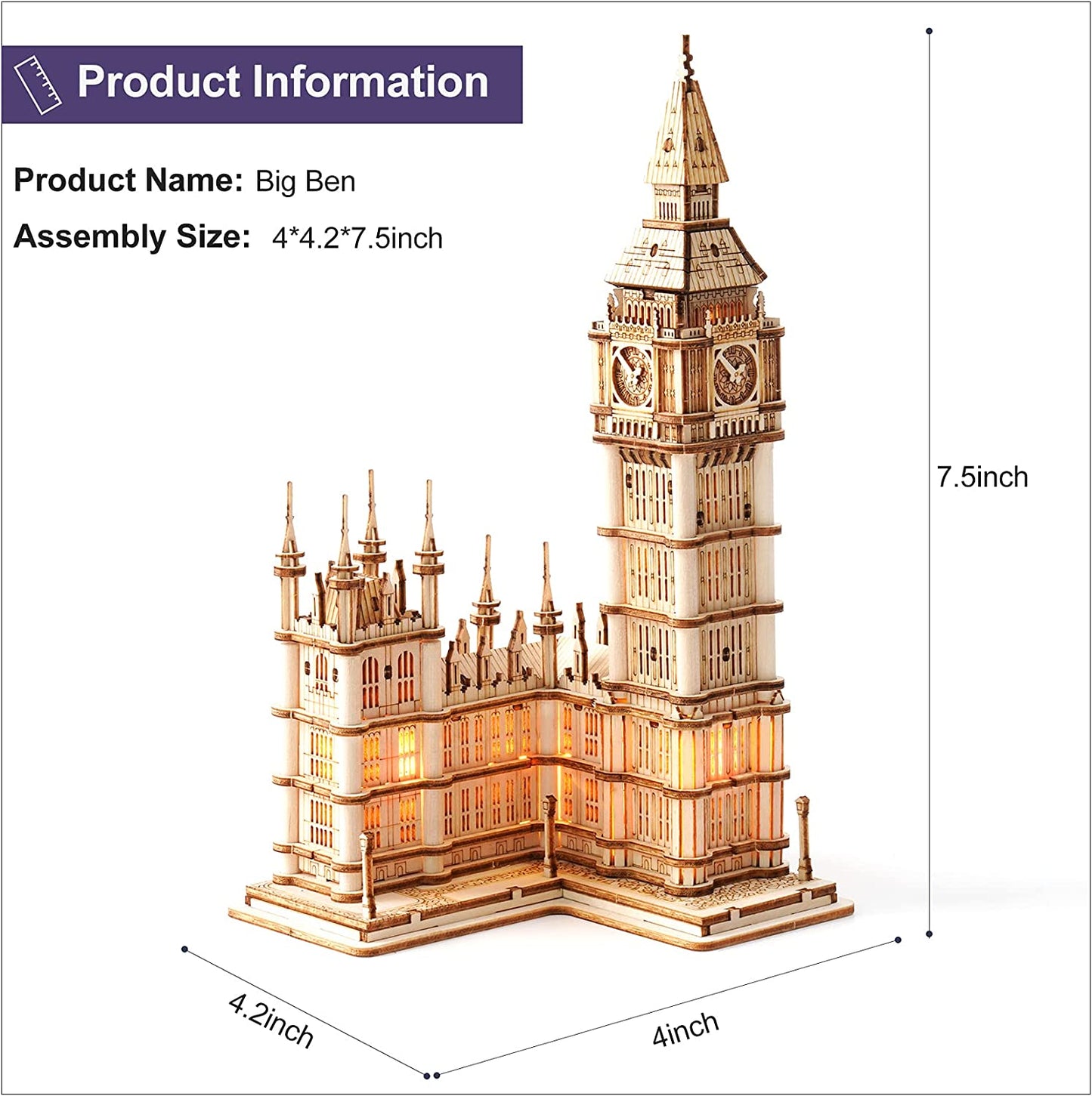 Big Ben 3D de Madera Premium – Puzzle Decorativo de Londres