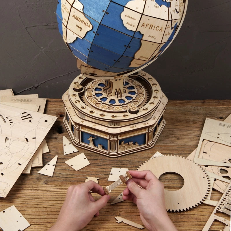 Globo Terráqueo 3D de Madera Premium – Puzzle Decorativo de Colección